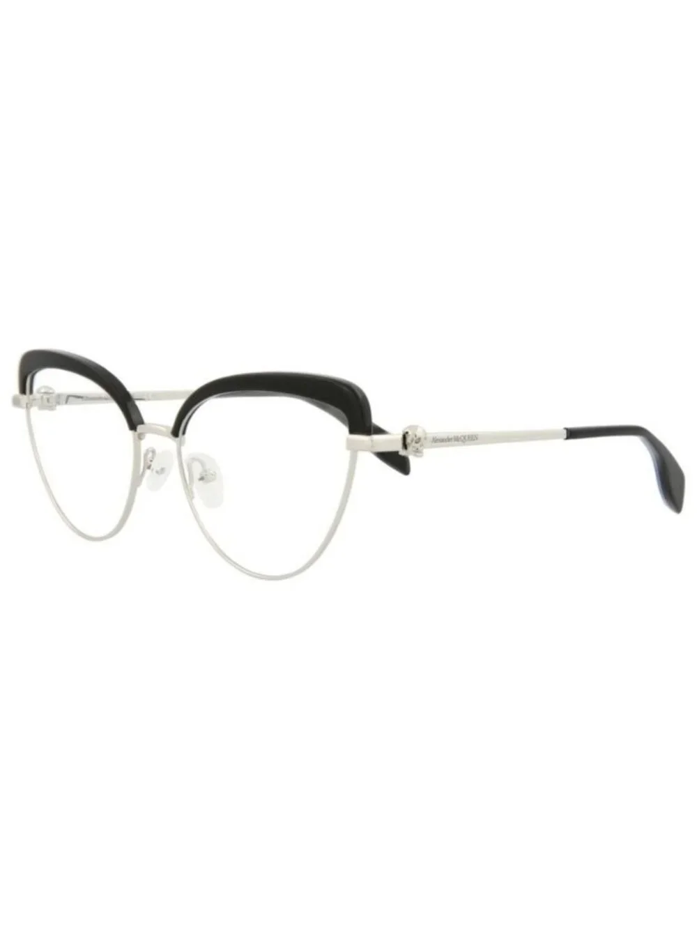 New Alexander McQueen Womens Cat Eye Silver Silver Transparent Fashion Designer